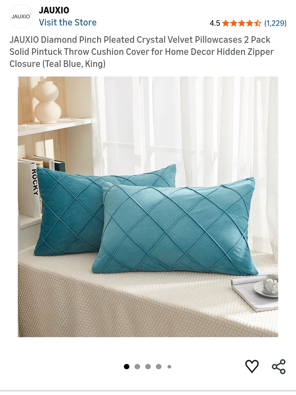 Teal Blue Diamond-Pinched Velvet Pillowcases - Set of 2